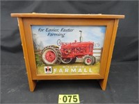 Wooden Storage Bench w/Tractor Scene on front pane