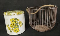 Vintage Tin & Wire Basket