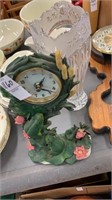 Frog clock and lead crystal vase