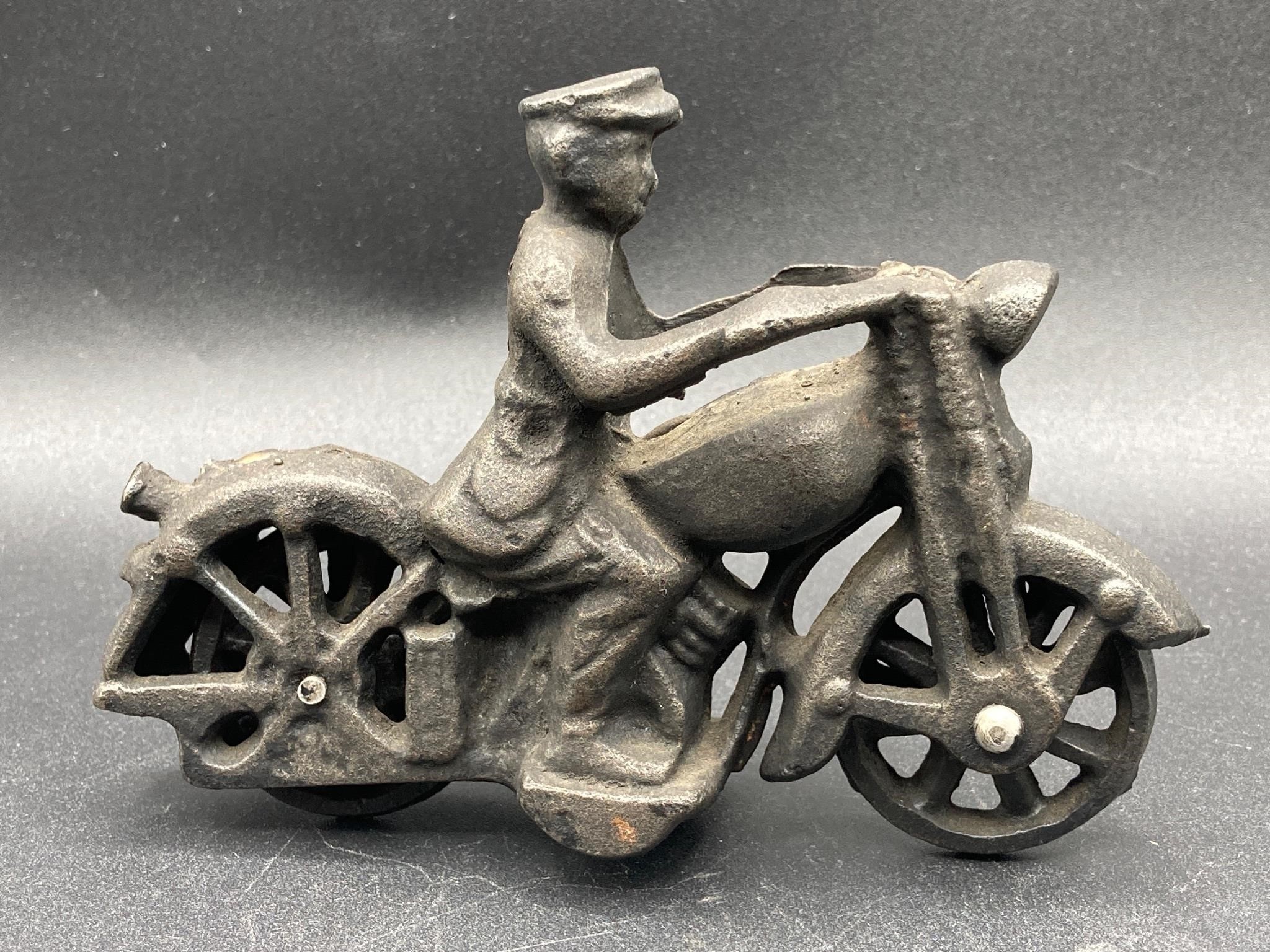 Vintage Cast Iron Motorcycle Figure