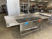Stainless Steel 3 Compartment Sink w/ Pre Rinse