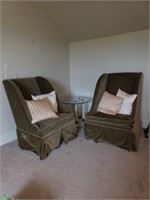 Pair Retro Velveteen Chairs