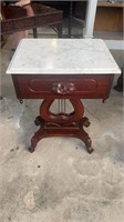 Marble Top Lyre Base One Drawer Stand