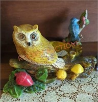 owl cermaic ash tray and decor bird figures