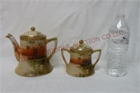 Hand Painted Nippon Tea Pot & Covered Sugar Bowl