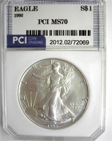 1992 Silver Eagle MS70 LISTS $1350