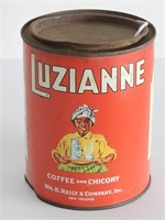 VTG LUZIANNE COFFEE AND CHICORY TIN CAN W/LID