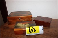 3 Wooden Jewelry/Coin Boxes