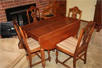 Civil War Era Drop Leaf Table & 4 Chairs