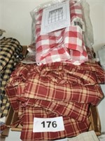 7 PC. RED CHECK CURTAIN LINENS