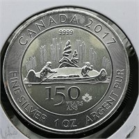 2017 Canada $5 Silver 150th 1 t oz.