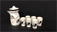 Vintage Napco ceramic juicer and cups