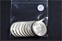 Bag Lot - 10 40% Silver Kennedy Half Dollars $5FV