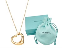 18k Gold Tiffany & Co. Open Heart Necklace