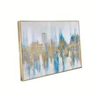 Golden Abstract Cityscape Wall Art Golden Blue