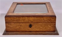 Oak display box, glass in lid, 12" square, 13.5"