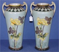 Pair Japanese ceramic mantle vases