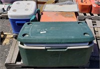 (5) Coolers & Assorted Life Jackets