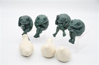4 Frogs Resin & 3 Ceramic Birds