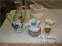 5pc Vintage Porcelain & Ceramic Pitchers