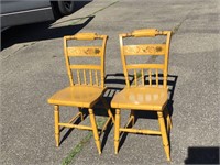 2 VINTAGE STENCILED CHAIRS