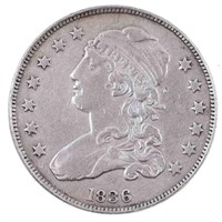 1836 US SILVER CAPPED BUST 25C QUARTER COIN