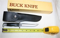 Buck Knife in Black Leather Sheathe and Box