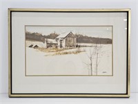 OLD BARN WATERCOLOR SIGNED BY ARTIST