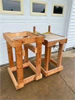wooden tool benches on wheels