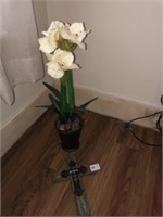 Flower Arrangement & Cross Plaque