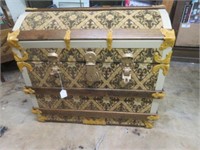 ANTIQUE WOOD BANDED DOME TOP TRUNK