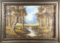 JB Framed Forest River Original Acrylic on Canvas