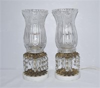 Vintage Marble Base Crystal Bedside Lamps