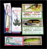 Lot: 5 vintage lure's with 4 boxes