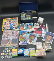 MISC BASEBALL CARD SETS, COLLECTORS BOX & MORE