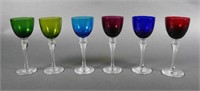 (6) ST LOUIS GRAND LIEU COLORED CORDIALS