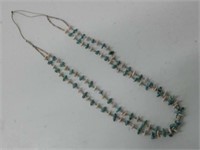Vtg 2-Strand Turquoise & Shell Bead SW Necklace