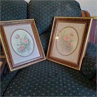 2 rose framed prints