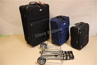 Set of Unmatched Soft Luggage w Wheels & Cart