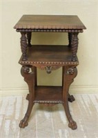 Mahogany Paw Footed Three Tiered Occasional Table.