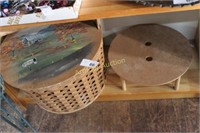 HAND PAINTED PICNIC BASKET WITH DIVIDER