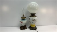 Re-purposed oil lamp to electric, with one chimney