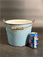 BLUE AND WHITE GRANITEWARE BUCKET