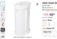 Ubbi Steel Diaper Pail, White