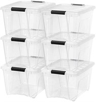 Clear Storage Bin with Lid | 32 Qt | 6 Count