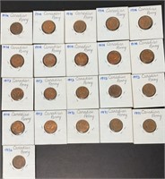1971, 1972, 1973 & 1974 Canadian Pennies. *SC