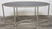 Metal base w/ glass insert oval table