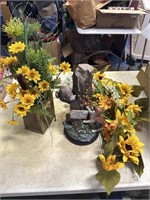 Misc flowers and Hunting dog figurine