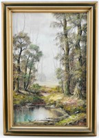 Eberhard Althoff Woodland Scene in Fog Painting