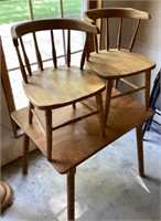 Wooden child's table and 2 chairs